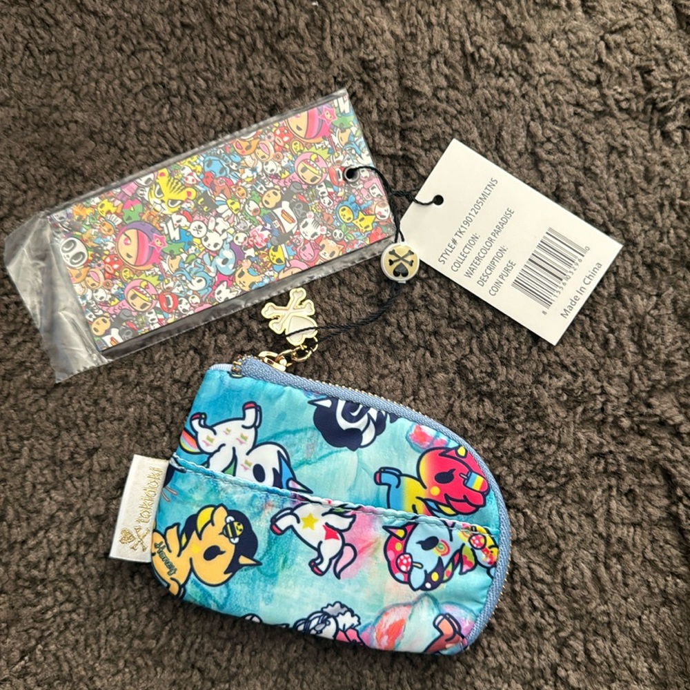 Tokidoki watercolor paradise zip coin purse (New)